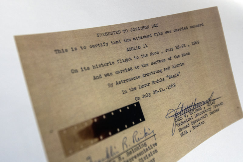 Original film fragment of Apollo 11, used on the Lunar surface Original film fragment of Apollo 11, used on the Lunar surface